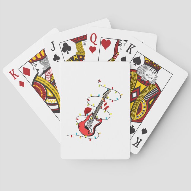 Baraja De Cartas Guitarra eléctrica Santa Claus Navidades de música (Reverso)