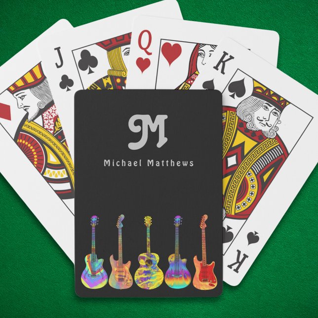 Baraja De Cartas Guitarra Personalizada (Colorful guitar groovy custom playing cards)