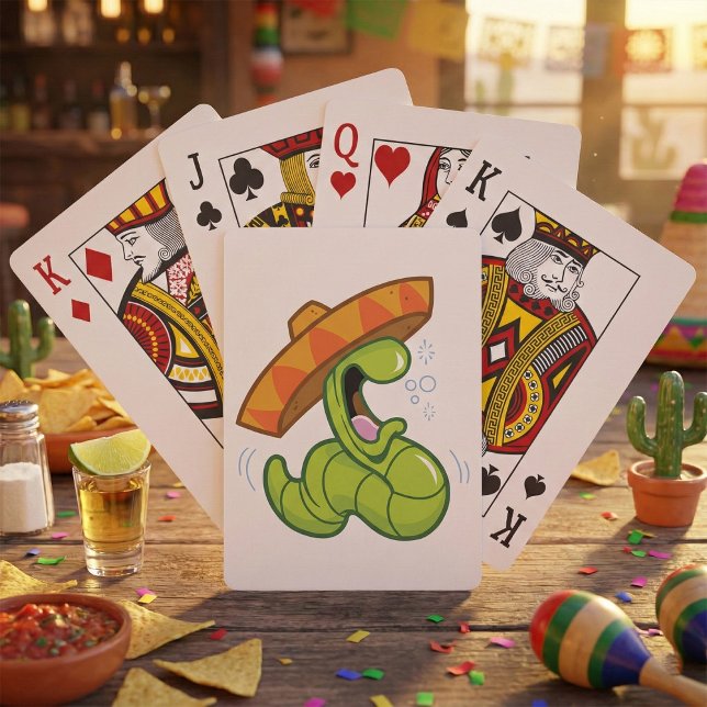 Baraja De Cartas Gusano ebrio con Fiesta mexicano de Sombrero (Subido por el creador)