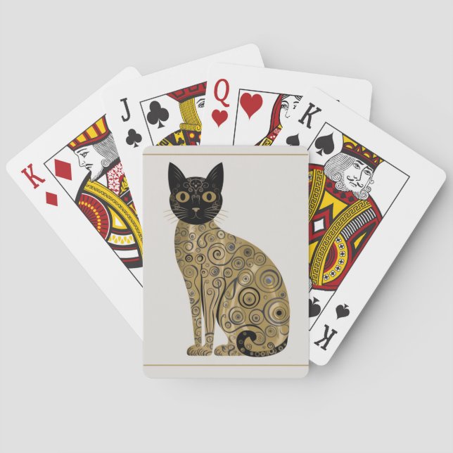 Baraja De Cartas Gustav Klimt Style Black Cat Art (Reverso)