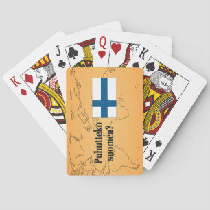 Baraja De Cartas ¿Hablas finés? En finés. Bandera bf