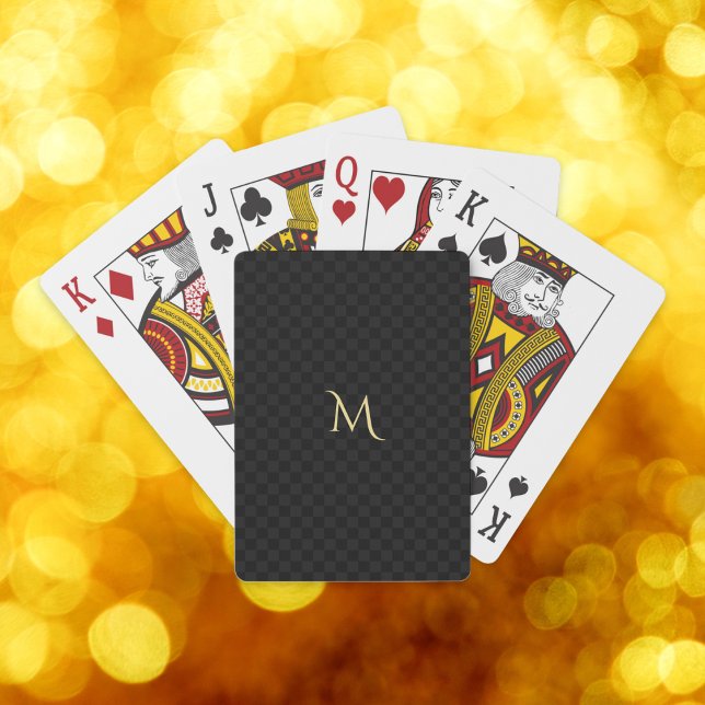 Baraja De Cartas Hacer al Personalizado Monograma Cheques negros Pó (Make Custom Monogram Black Checks Checkered Poker Playing Cards)
