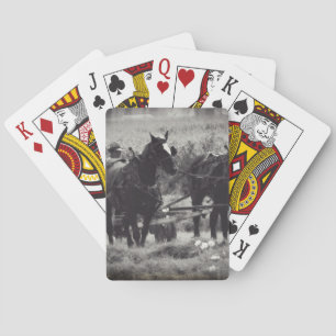 Baraja De Cartas Hacer heno con caballos en blanco y negro