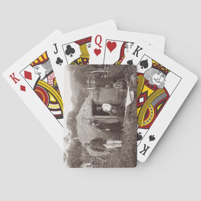 Baraja De Cartas Haciendo Tappa, un paño nativo, c.1875 (foto de la (Reverso)