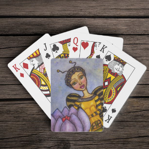 Baraja De Cartas Hada abeja bumble bonita flor púrpura