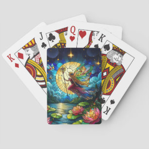 Baraja De Cartas Hada de vuelo a la luz de la luna de vidrio emplom