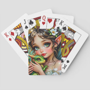 Baraja De Cartas Hada Elfa Bonita y Dragón Personalizados
