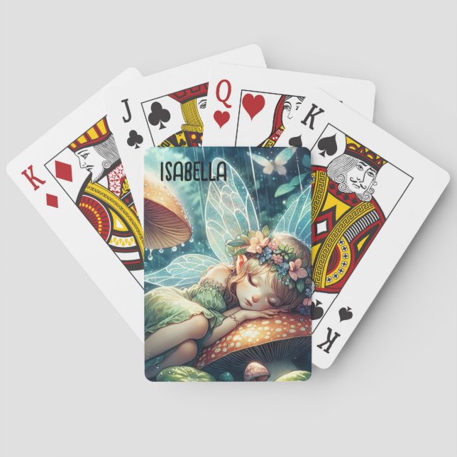Baraja De Cartas Hada etérea durmiendo en un hongo personalizado (Reverso)