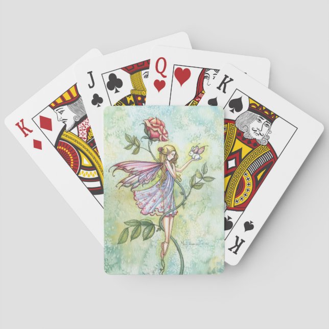 Baraja De Cartas Hada Linda con Conejo y Rosa (Reverso)
