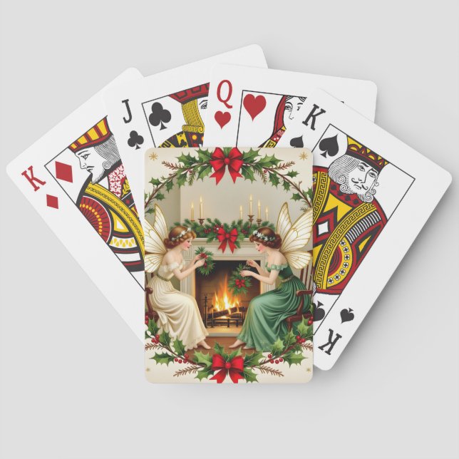 Baraja De Cartas Hadas Victorianas Espíritu de Navidad (Reverso)