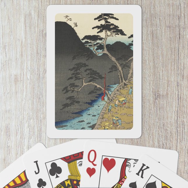 Baraja De Cartas Hakone, Japón: Impresión de bloques de madera vint (Hakone, Japan Playing Cards- Table View)