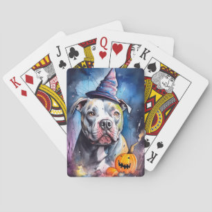 Baraja De Cartas Halloween American Staffordshire Con Calabazas