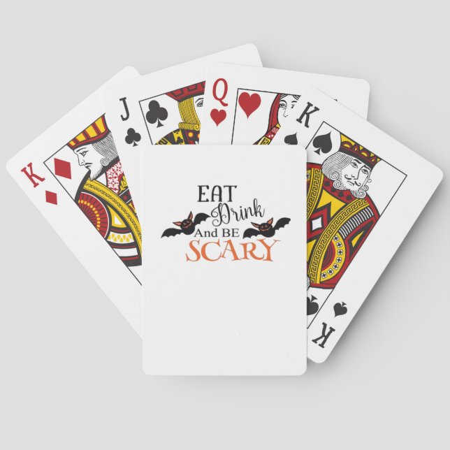 Baraja De Cartas Halloween Bats Be Scary Funny Meme (Reverso)