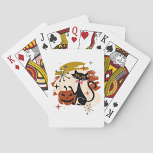 Baraja De Cartas Halloween Black Cat and Pumpkin Atomic Retro