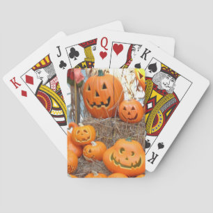 Baraja De Cartas Halloween calabazas de calabazas de naranja de lin