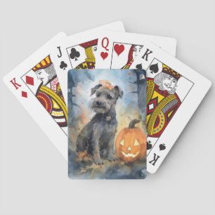 Baraja De Cartas Halloween Chesapeake Bay Terrier con calabazas