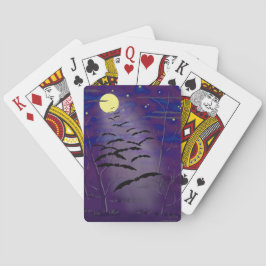 Baraja De Cartas Halloween con luna llena y murciélagos