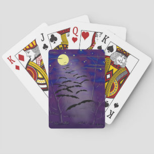 Baraja De Cartas Halloween con luna llena y murciélagos