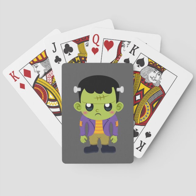 Baraja De Cartas Halloween de Monstruo Frankenstein Verde (Reverso)