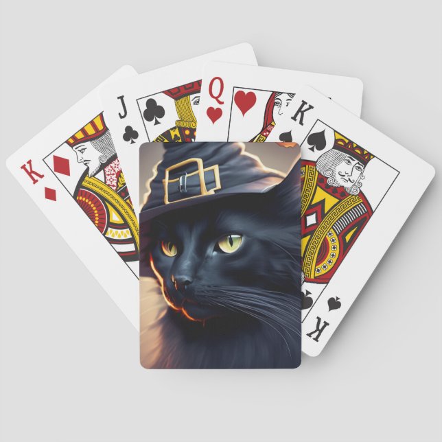 Baraja De Cartas Halloween del gato negro (Reverso)