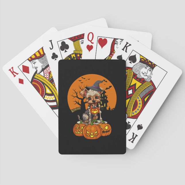 Baraja De Cartas Halloween del Perro Terrier de Yorkshire (Reverso)