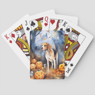 Baraja De Cartas Halloween Foxhound American English con calabazas