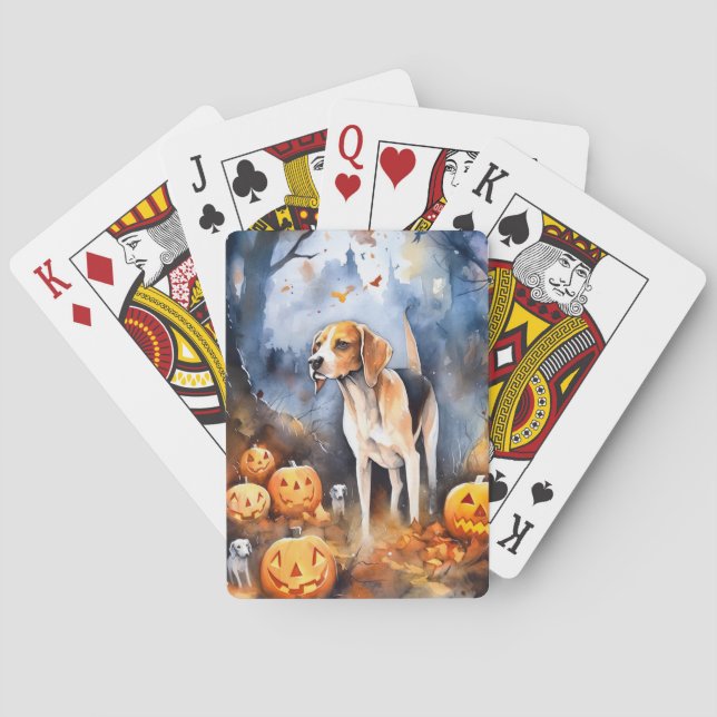 Baraja De Cartas Halloween Foxhound American English con calabazas (Reverso)