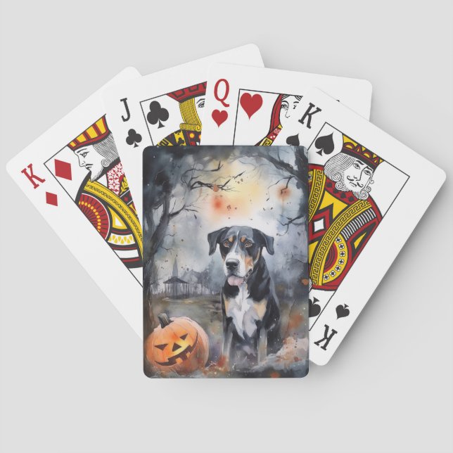 Baraja De Cartas Halloween Gran Suiza Con Calabazas Temerosas (Reverso)