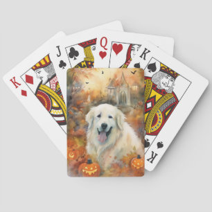 Baraja De Cartas Halloween Grandes Pirineos Con Calabazas Asustadas