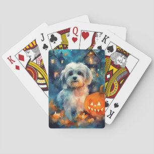 Baraja De Cartas Halloween Havanese con calabazas aterradoras