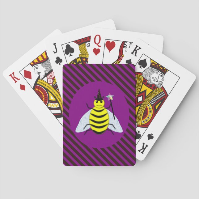 Baraja De Cartas Halloween Magic Bee Wizard Purple and Black Stripe (Reverso)