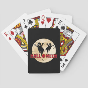 Baraja De Cartas Halloween Moon Silhouette Ghosts Bats