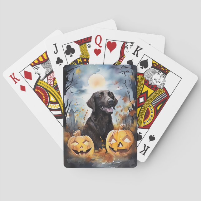 Baraja De Cartas Halloween Nueva Escocia con calabazas asustadas (Reverso)