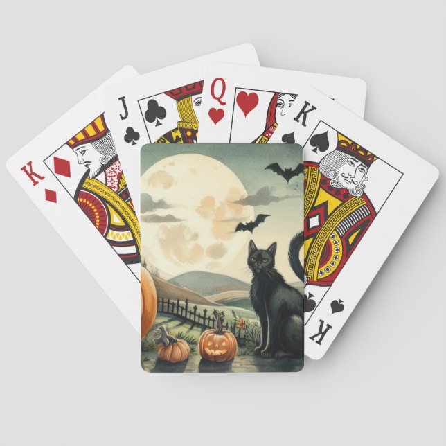 Baraja De Cartas Halloween/otoño/otoño/otoño/calabaza/gato (Reverso)