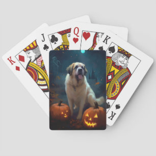 Baraja De Cartas Halloween Saint Bernard con calabazas aterradoras