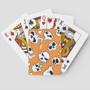 Baraja De Cartas Halloween Skulls Bones Doodle Pattern