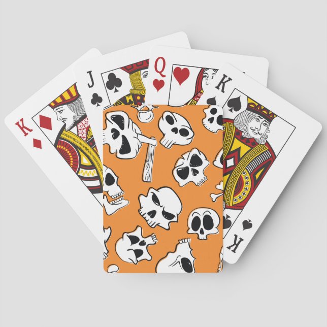 Baraja De Cartas Halloween Skulls Bones Doodle Pattern (Reverso)