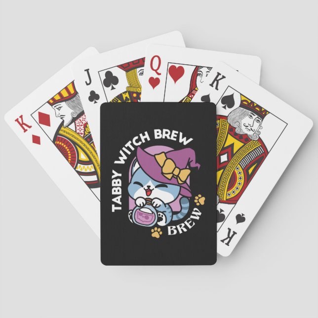 Baraja De Cartas Halloween Tabby Cat – Witch Hat & Potion Art (Reverso)