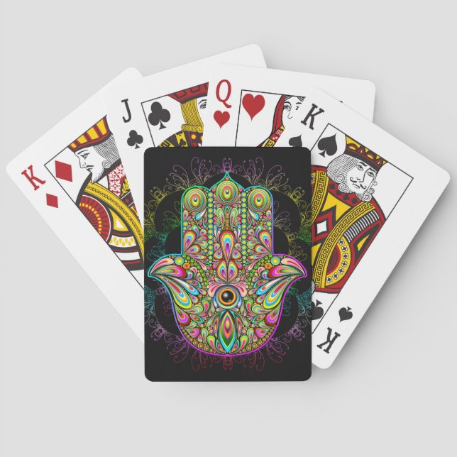 Baraja De Cartas Hamsa Fatma Hand Psychedelic Art (Reverso)