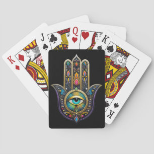 Baraja De Cartas Hamsa negro colorido con tercer ojo de turquesa