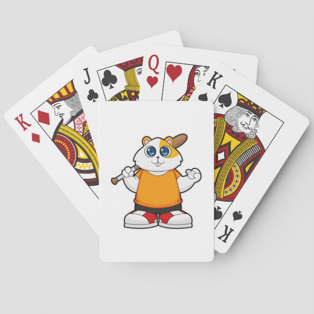 Baraja De Cartas Hamster at Baseball with Baseball bat (Reverso)