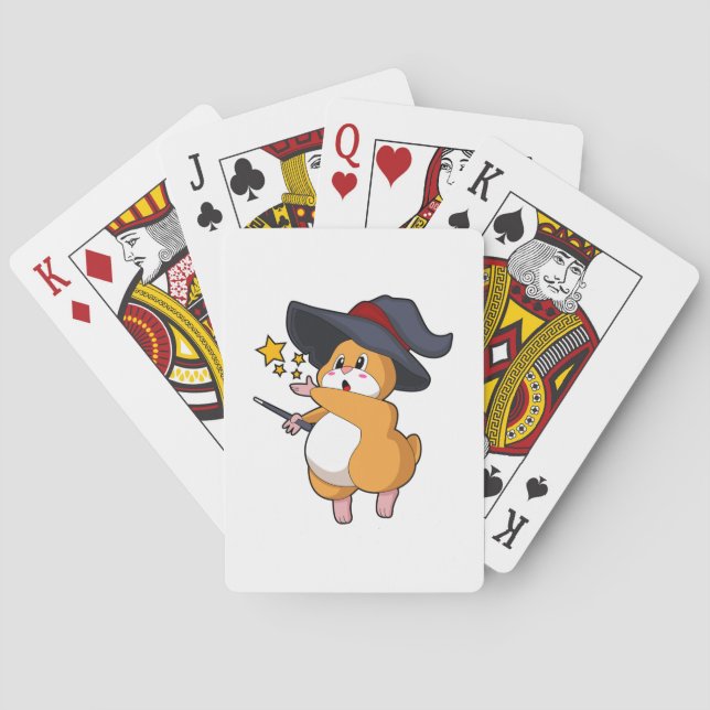 Baraja De Cartas Hámster como asistente con varita mágica (Reverso)