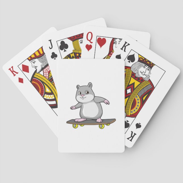 Baraja De Cartas Hámster como Skater con Skateboard (Reverso)