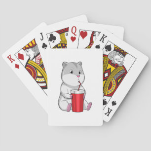 Baraja De Cartas Hamster con paja Mug y Bebida