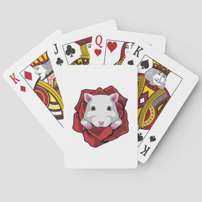 Baraja De Cartas Hámster con Rosa (Reverso)