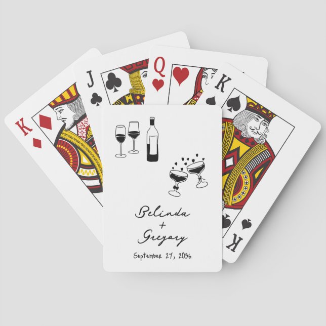Baraja De Cartas Hand Drawn Black Illustrations Doodles Wedding (Reverso)