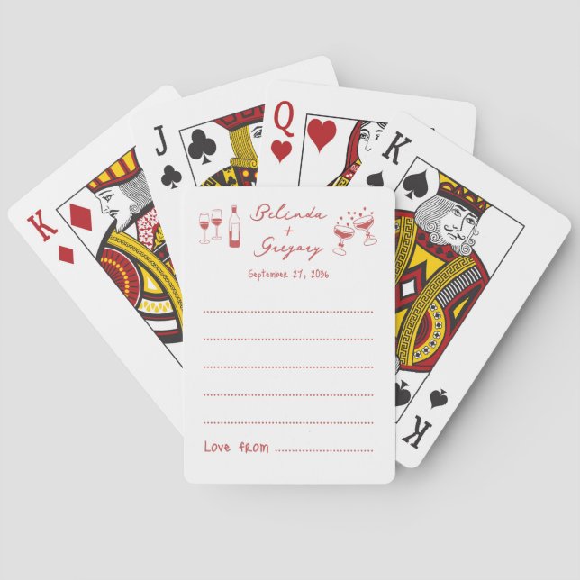 Baraja De Cartas Hand Drawn Illustrations Doodle Wedding Guest Book (Reverso)