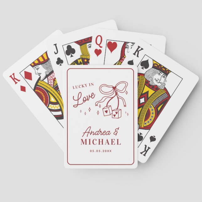 Baraja De Cartas Hand Drawn Lucky in Love Vegas Wedding Guestbook (Reverso)