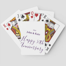 Baraja De Cartas Happy 50th anniversary purple name year simple 