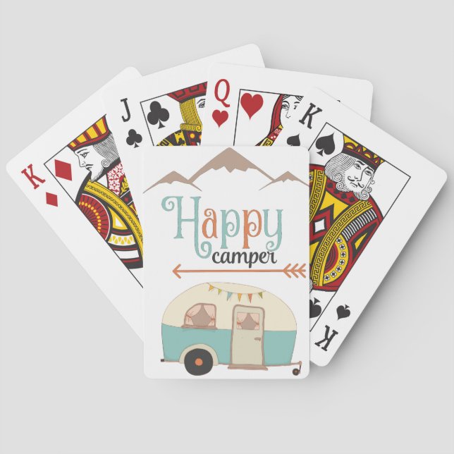 Baraja De Cartas Happy Camper Cute Retro RV (Reverso)